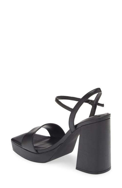 Open Edit Noella Ankle Strap Platform Sandal In Black Metallic