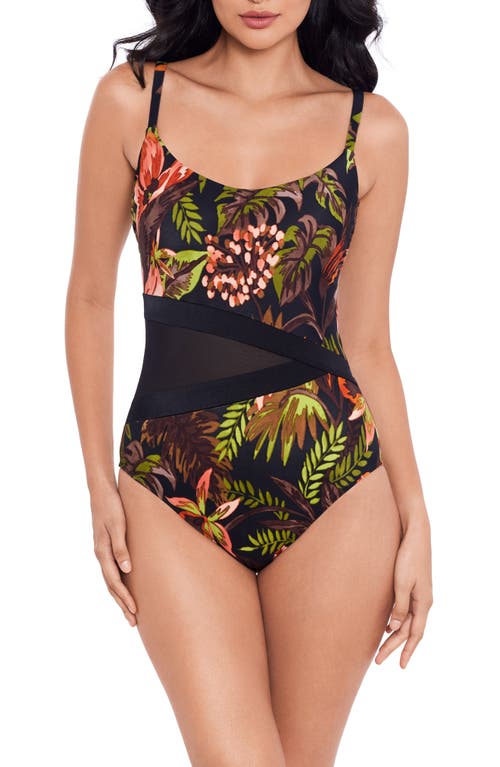 Miraclesuit Botanico Lyra Underwire One-Piece Swimsuit Black Multi at Nordstrom,