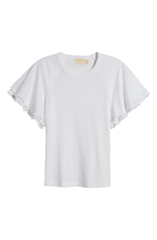 Shop Nation Ltd Flutter Sleeve Cotton T-shirt In White