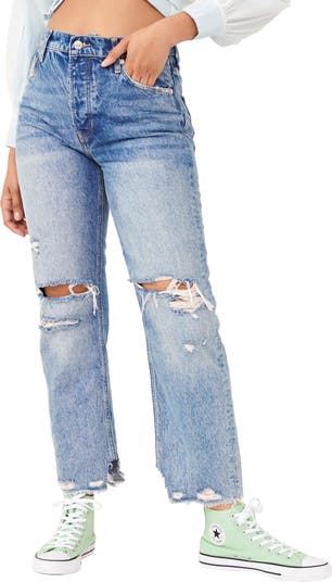 Free People We the Free Distressed Tapered Baggy Boyfriend Jeans | Nordstrom