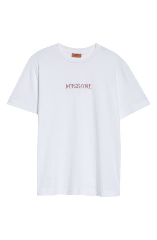 Shop Missoni Embroidered Logo Cotton T-shirt In Optic White