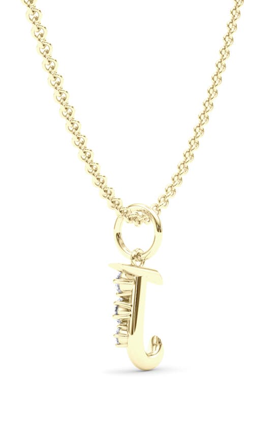 Hautecarat Graduated Lab-created Diamond Initial Letter Pendant Necklace In J - 18k Yellow Gold