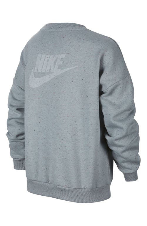 Shop Nike Kids' Icon Oversize Fleece Sweatshirt In Light Pumice/light Silver