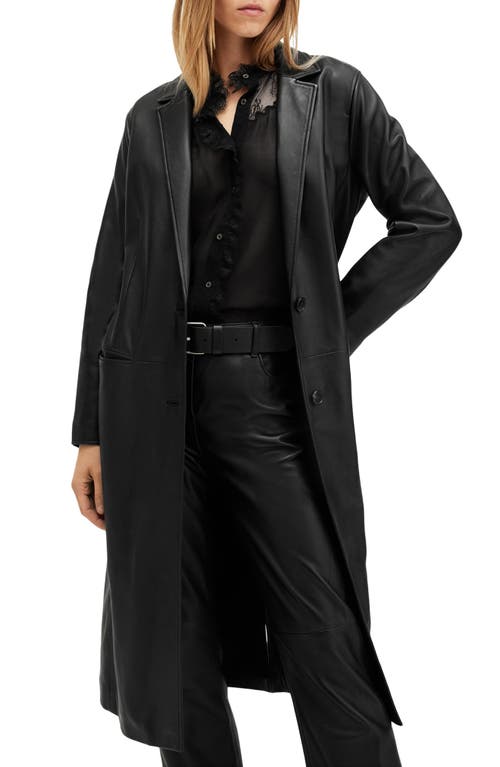 Shop Allsaints Aire Leather Coat In Black