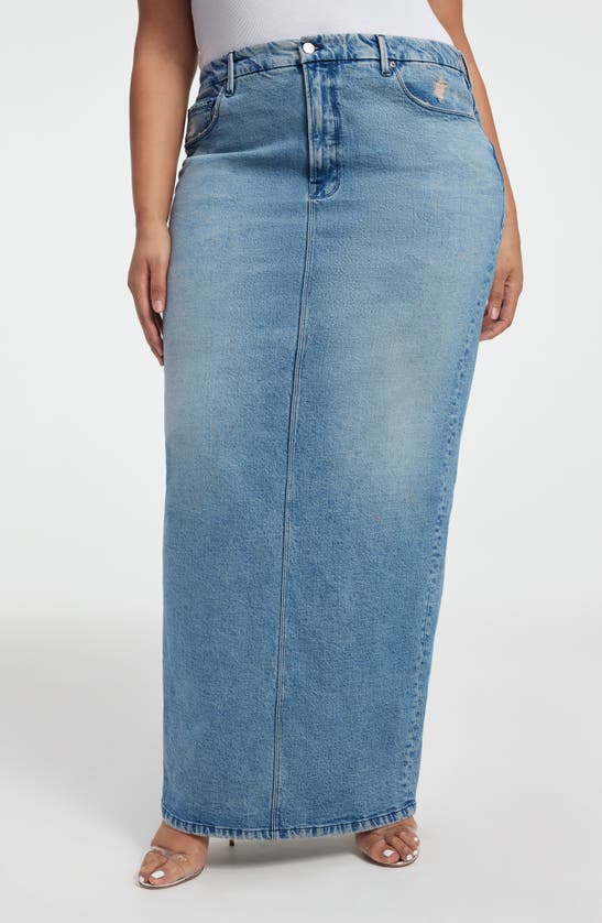 Shop Good American Denim Maxi Skirt In Indigo357