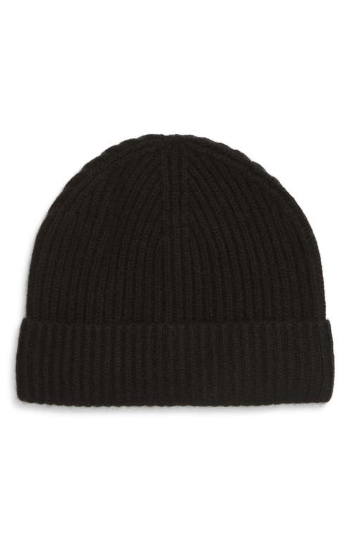 Andrew Stewart Cashmere Ribbed Beanie in 001Blk