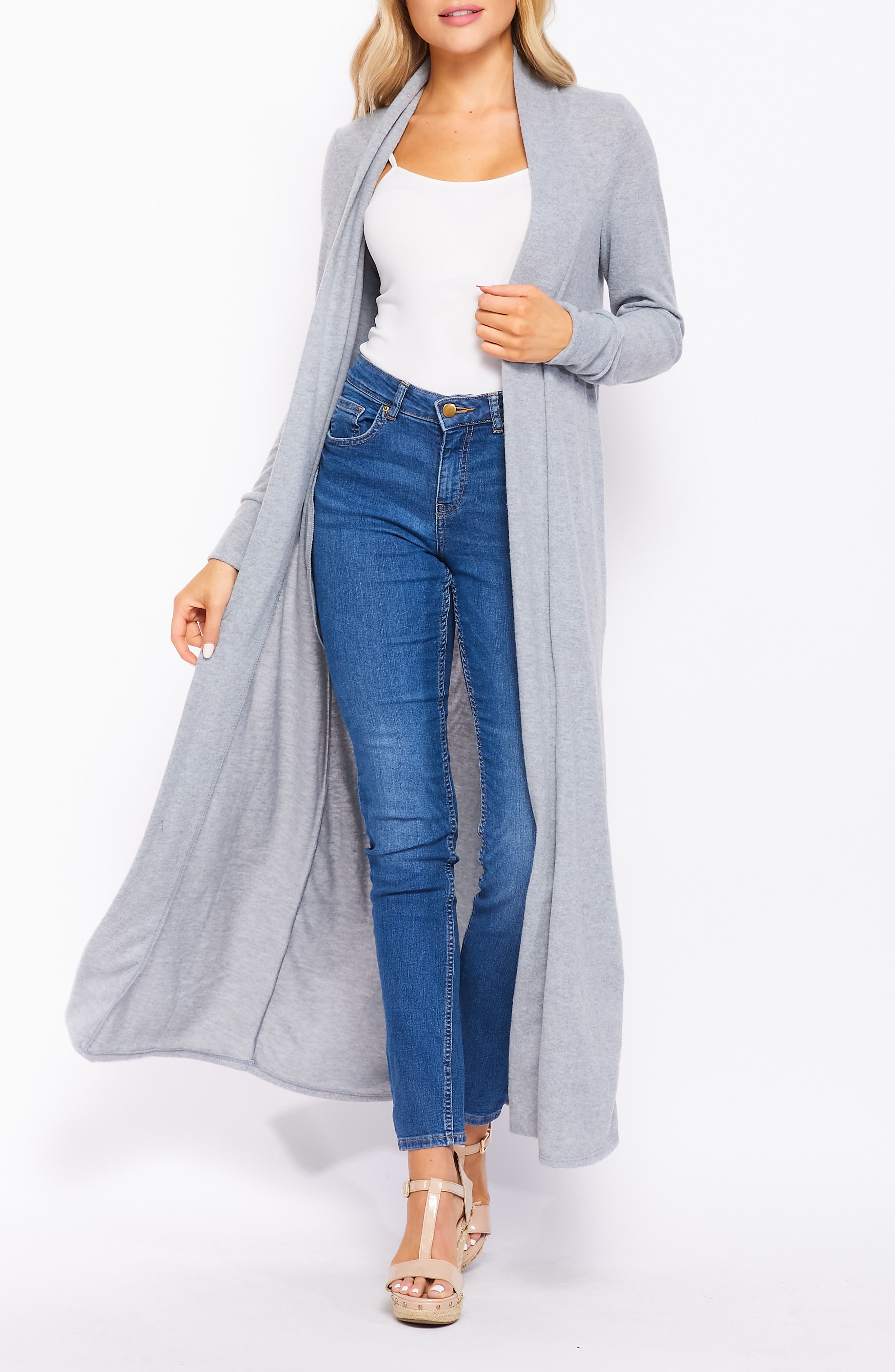 long grey duster cardigan