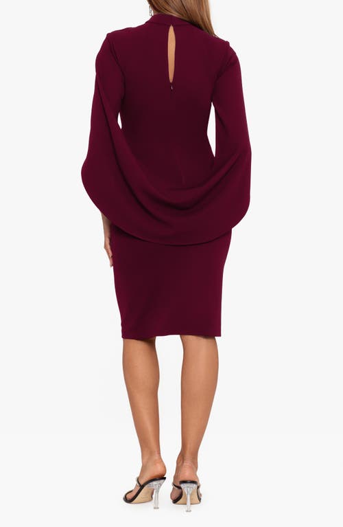 Shop Betsy & Adam Cutout Long Sleeve Scuba Sheath Dress In Bordeaux