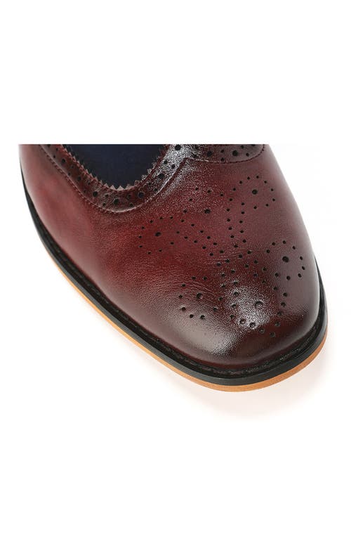Gino Vitale Wingtip Brogue Two-tone Chelsea Boot In Wine/navy