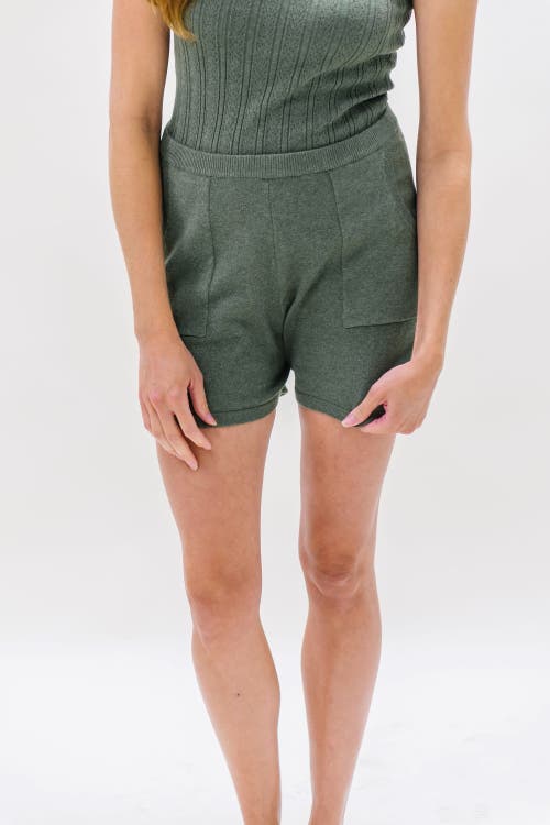 Hope & Henry Womens' Sweater Short In Olive Heather