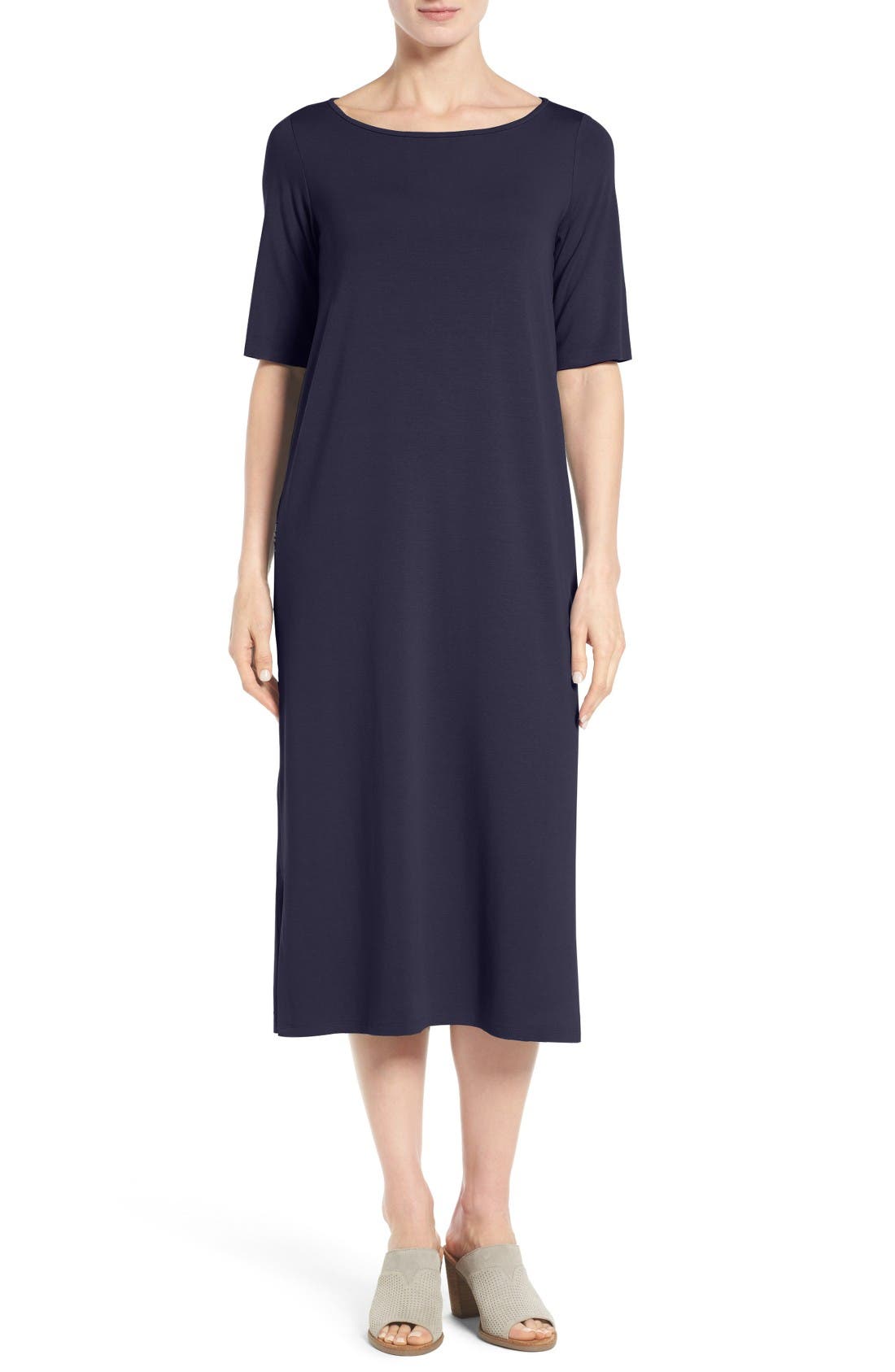 Eileen Fisher Jersey Midi Dress (Regular & Petite) Nordstrom