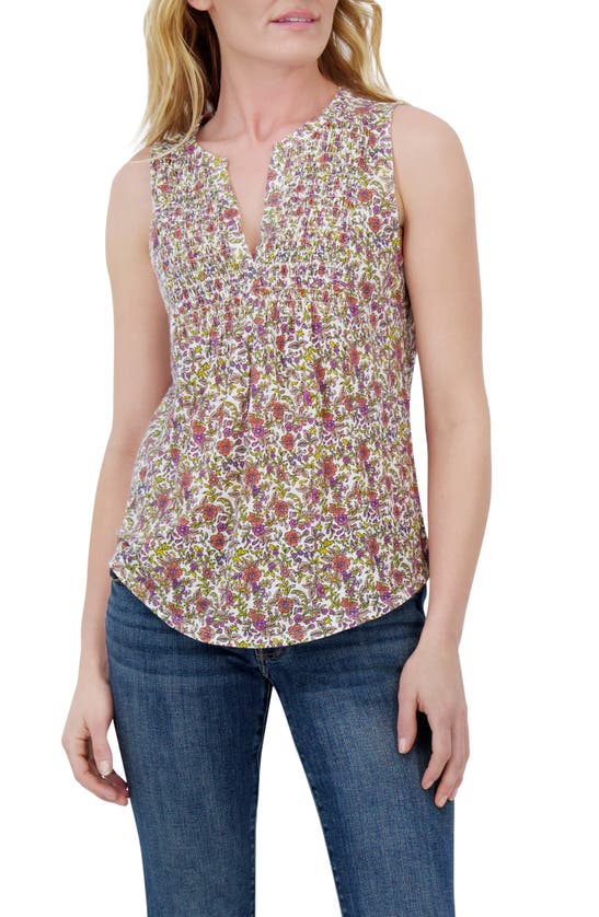 Shop Lucky Brand Smocked Tank In Red Floral Multi