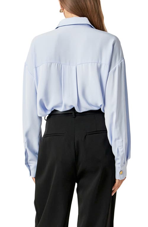 Shop English Factory Military Button-up Shirt In Powder Blue