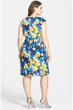 Donna Ricco Floral Print Cap Sleeve Sheath Dress (Plus Size) | Nordstrom