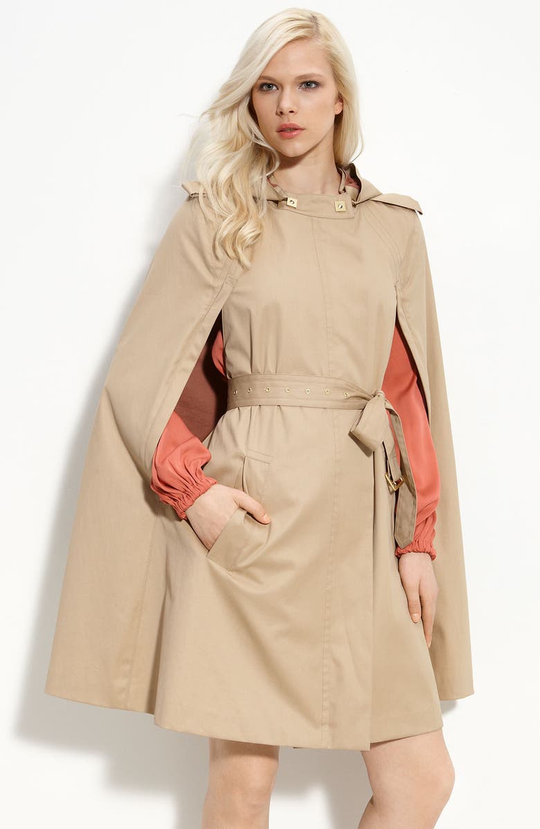 DIANE VON FURSTENBERG Hooded Cotton Cape, Main, color, BAMBOO