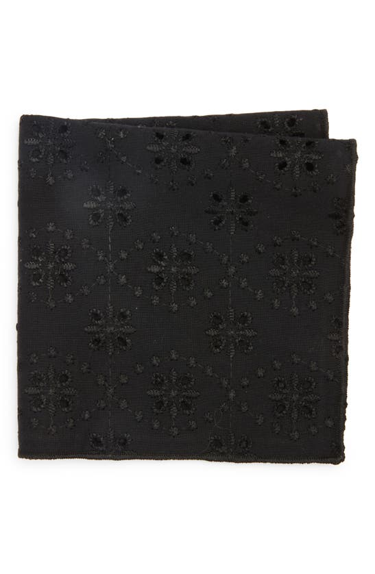 Shop Clifton Wilson Broderie Anglaise Cotton Pocket Square In Black