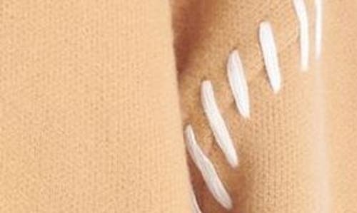 English Factory Whipstitch Accent Crewneck Sweater In Camel/cream