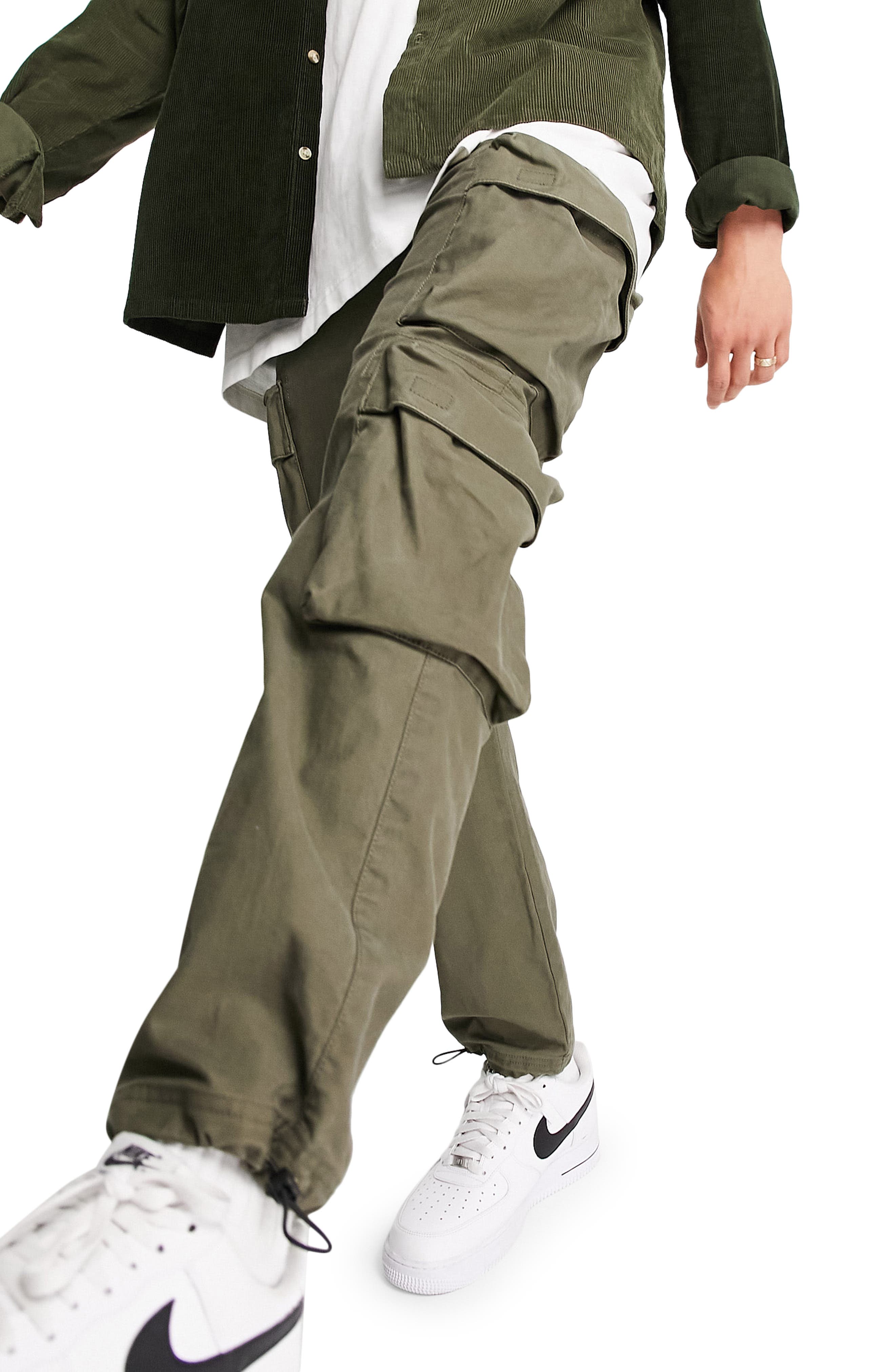 Topman Men's Relaxed Cotton Blend Cargo 