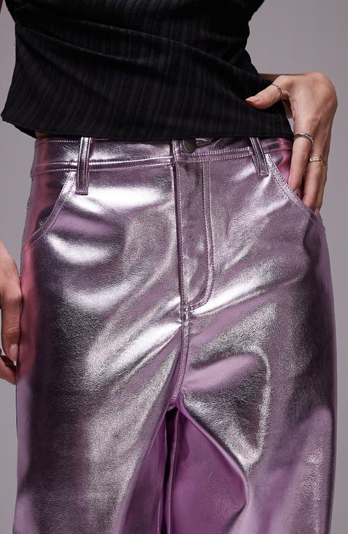 Shop Topshop Metallic Faux Leather Pants In Pink