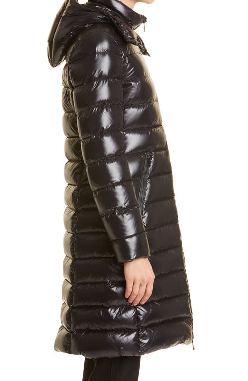 Moncler Moka Water Resistant Long Hooded Down Puffer Parka In Black/black