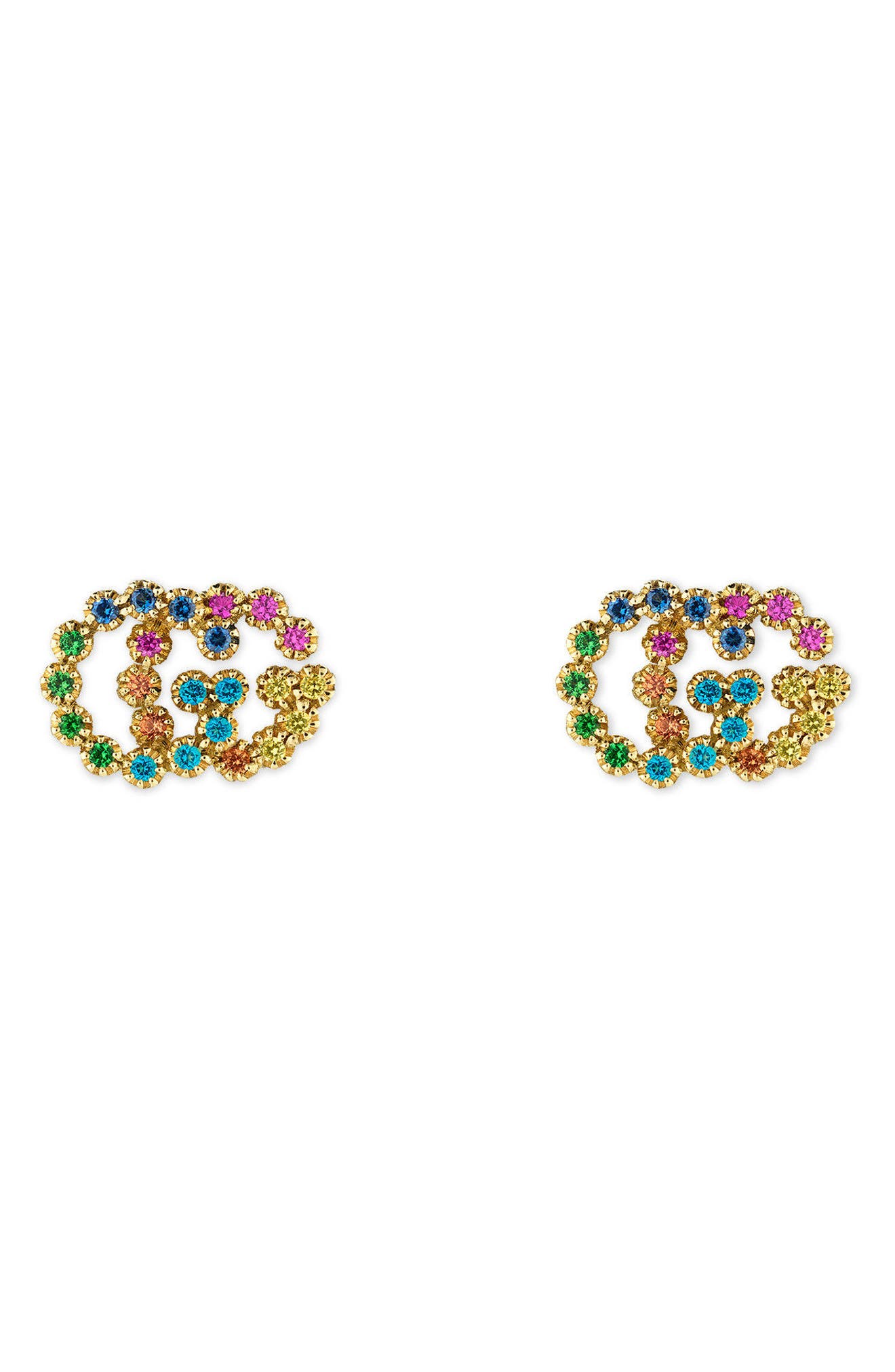 Gucci Double-G Multistone Stud Earrings 