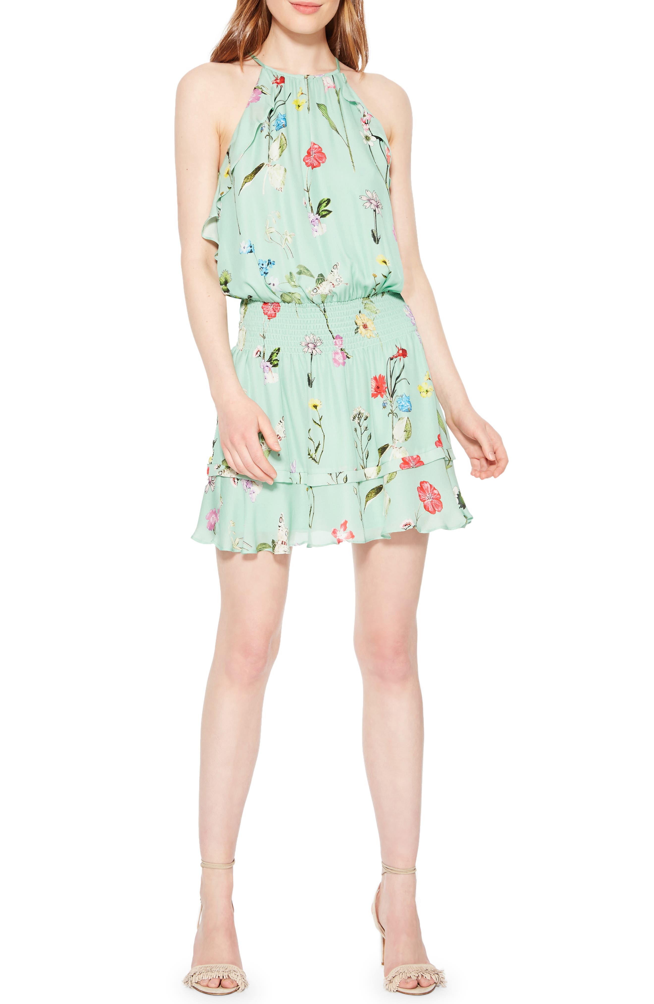Parker Williame Floral Halter Dress, Green