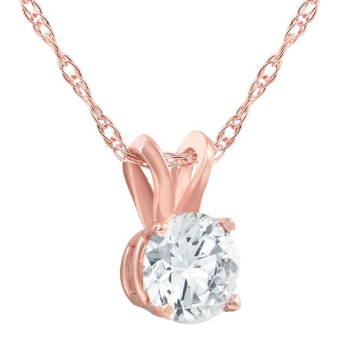 Bliss Diamond 1/2 Ct Lab Grown Solitaire Diamond Pendant 14k Gold Necklace In 14k Rose Gold