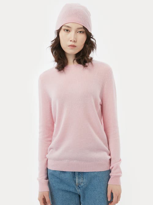 Shop Gobi Cashmere Cashmere Hat And Sweater Set In Almond Blossom