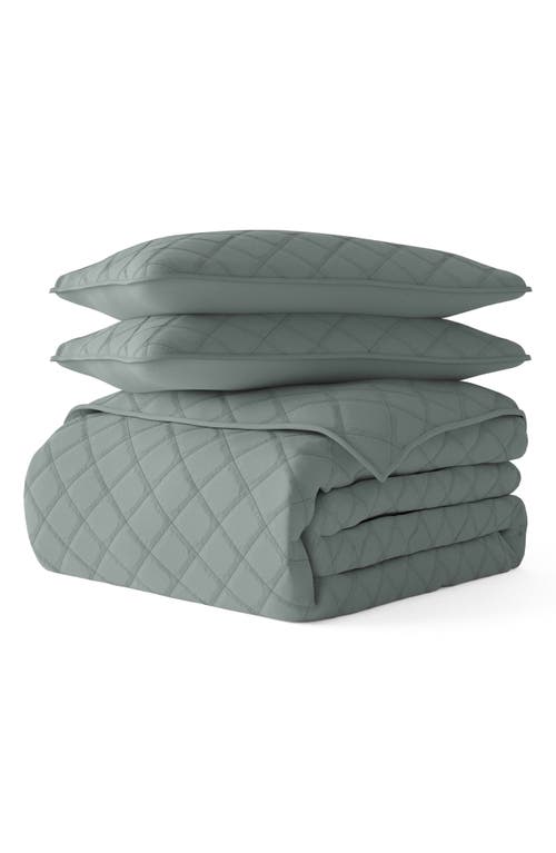 Shop Homespun 3-piece Diamond Stitch Quilt Set In Eucalyptus