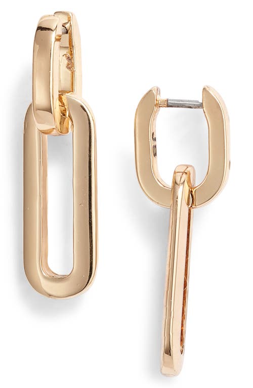 Teenie Detachable Link Drop Huggie Hoop Earrings in High Polish Gold