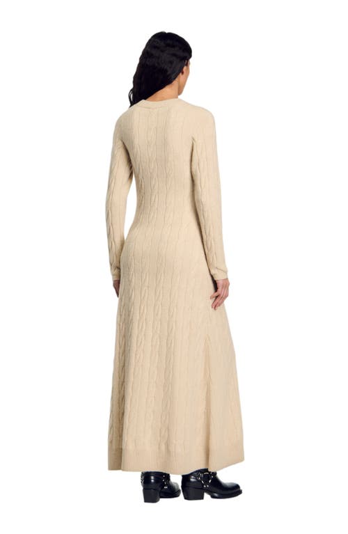 Shop Sandro Cable Knit Maxi Dress In Beige