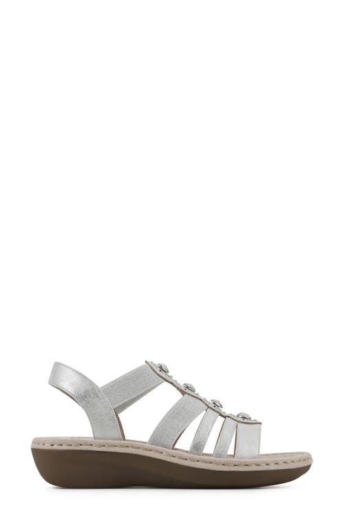 Cliffs By White Mountain Camryn Strappy Wedge Sandal In Silver/met/sueded Smooth