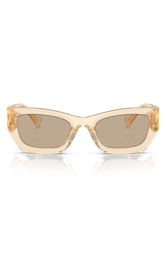 Miu Miu Logo Rectangle Acetate Sunglasses In Light Brown