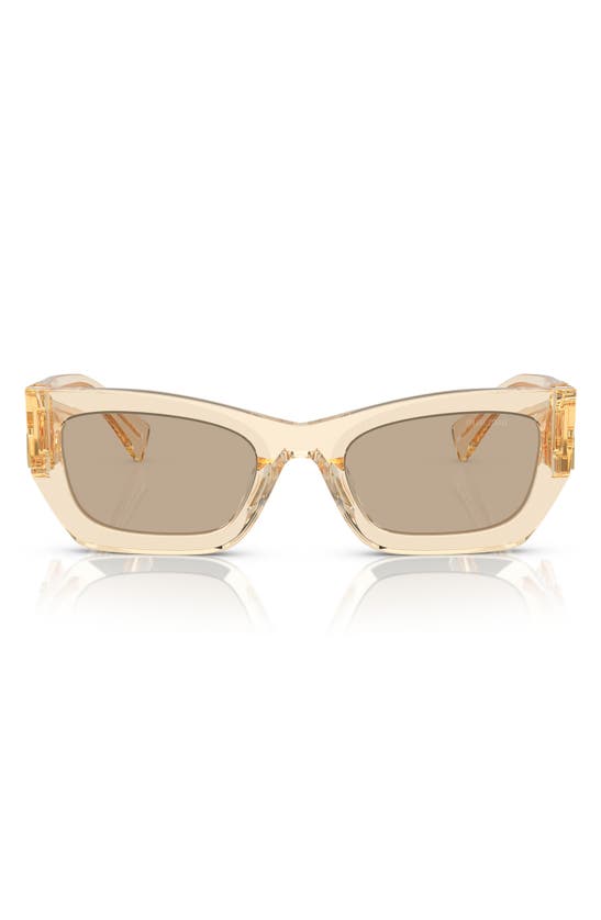 Shop Miu Miu 53mm Rectangular Sunglasses In Light Brown