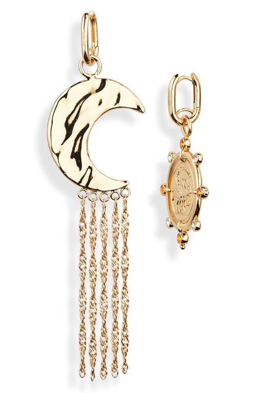 Shop Rabanne Sun & Moon Mismatched Drop Earrings In Gold