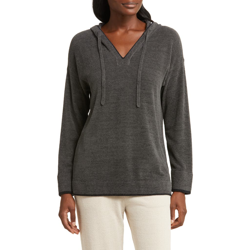 Barefoot Dreams Cozychic Ultra Lite® Tipped Contrast Hoodie In Gray