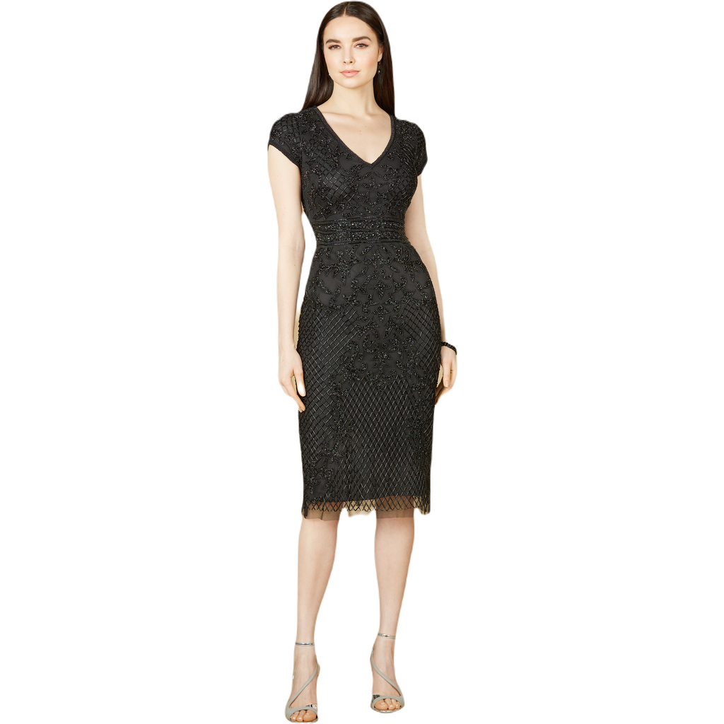 Lara New York Cap Sleeve Midi Gown In Black