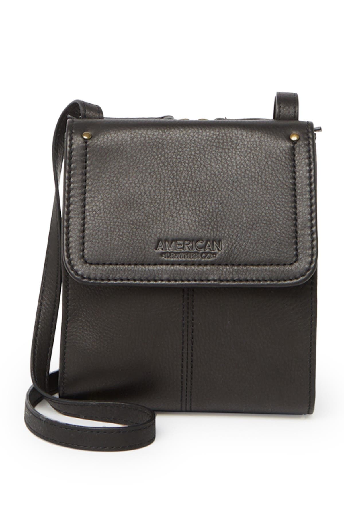 American Leather Co. Kansas Colorblock Crossbody Leather Bag In Black Smooth