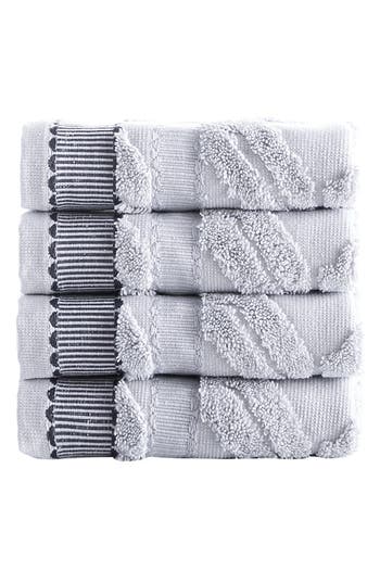 Shop Brooks Brothers Large Square 4-pack Turkish Cotton Hand Towels In Silver