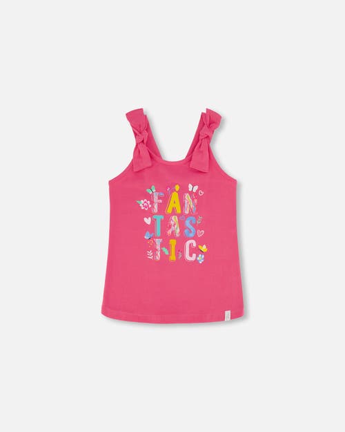 Deux Par Deux Girl's Organic Cotton Tank Top With Print Candy Pink at Nordstrom