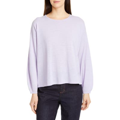 Eileen Fisher Round Neck Box Wool Sweater, Purple