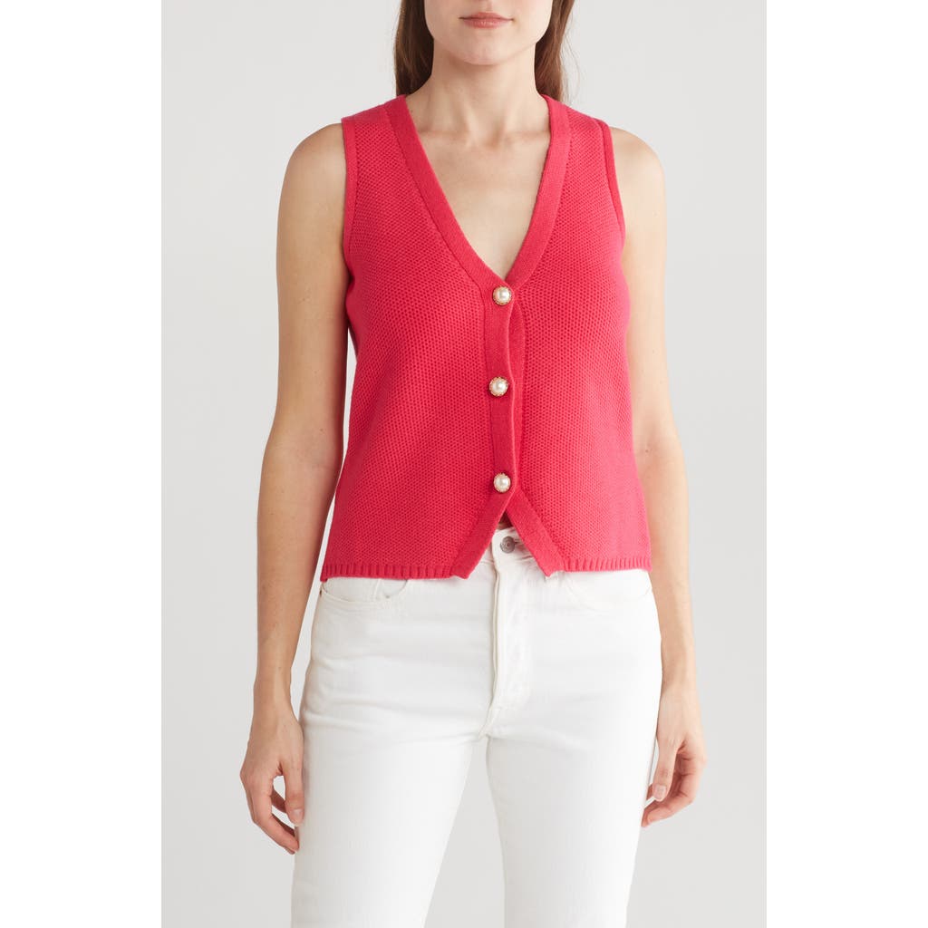 By Design Diana Sleeveless Cardigan Vest In Pink