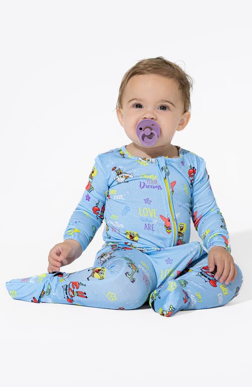 Bellabu Bear X Spongebob® Good Vibes Fitted Convertible One-piece Pajamas In Blue