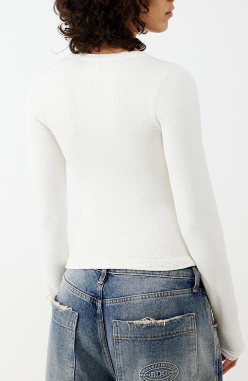 Shop Bdg Urban Outfitters Knockout Long Sleeve Tie Front Crop Top In White