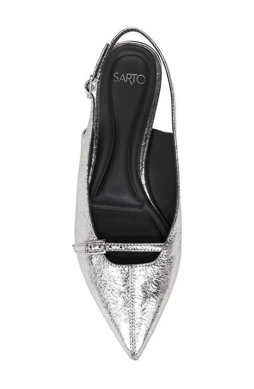 Shop Sarto By Franco Sarto Emma Slingback Pointed Toe Flat In Silver