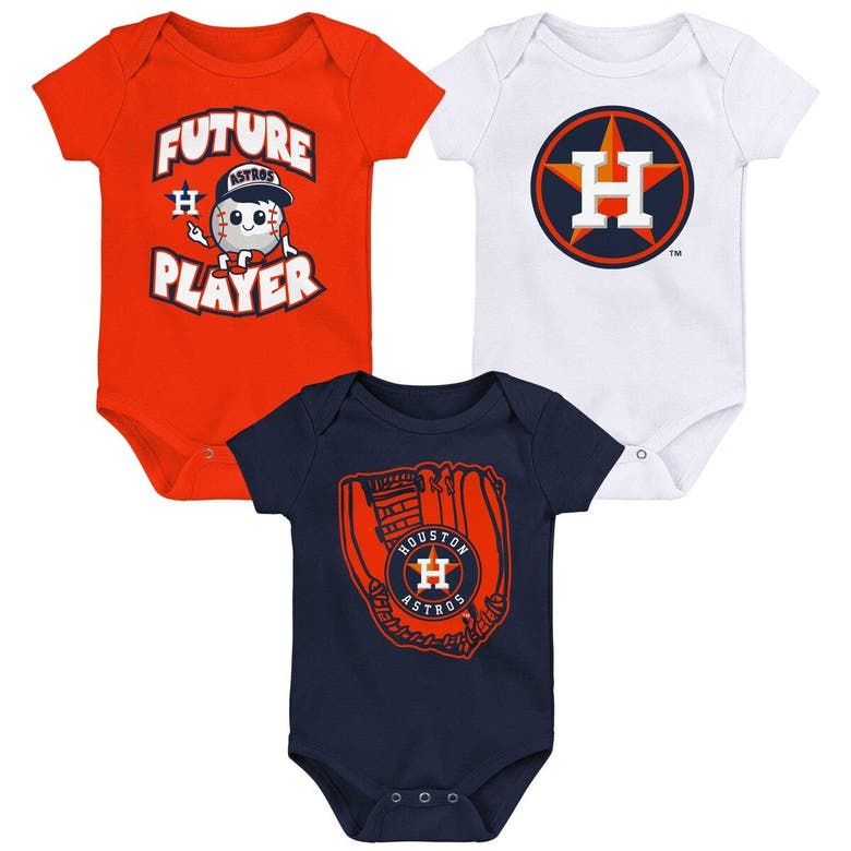 Shop Outerstuff Infant Orange/navy/white Houston Astros Minor League Player Three-pack Bodysuit Set