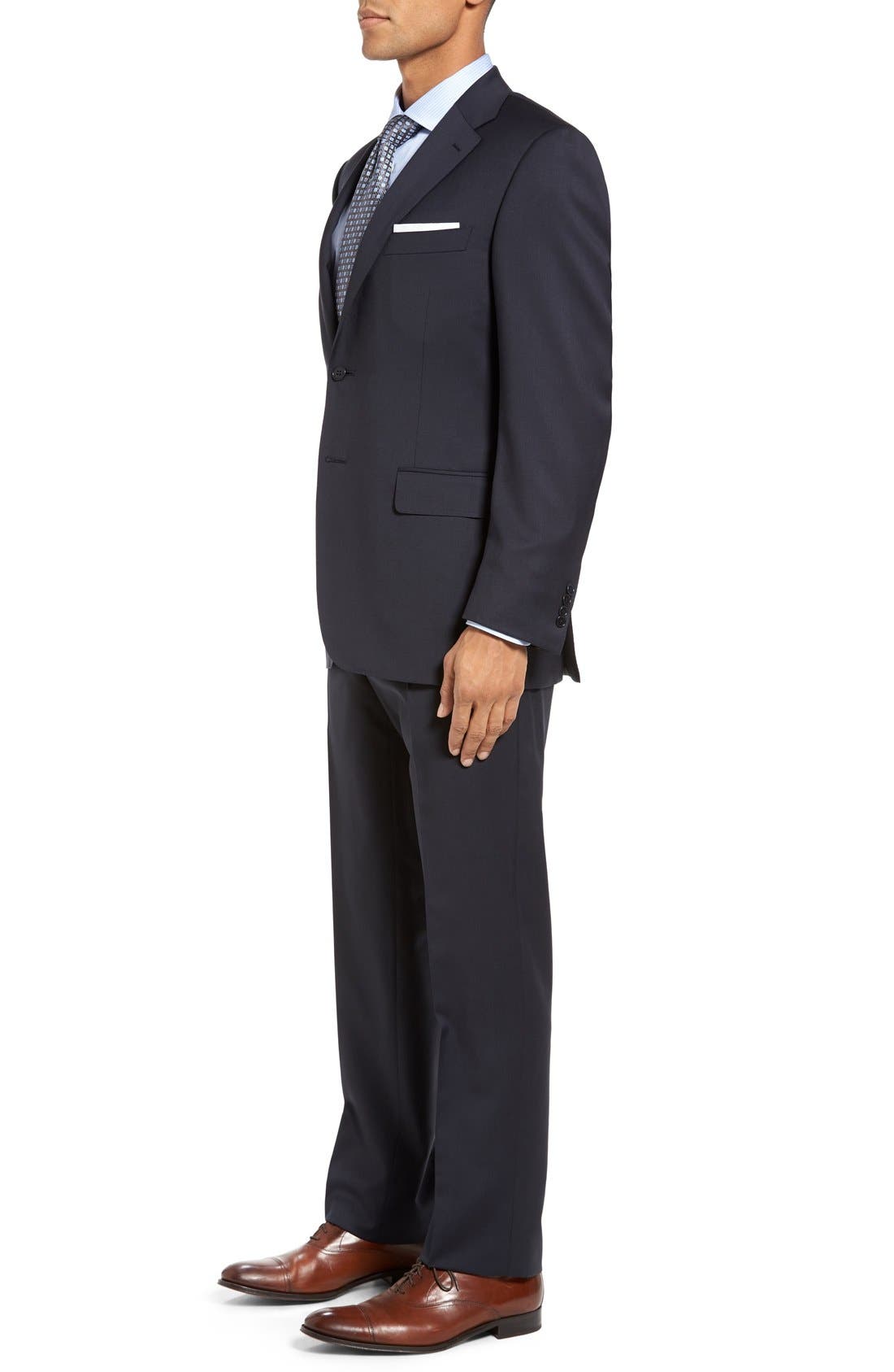 canali classic fit solid wool suit