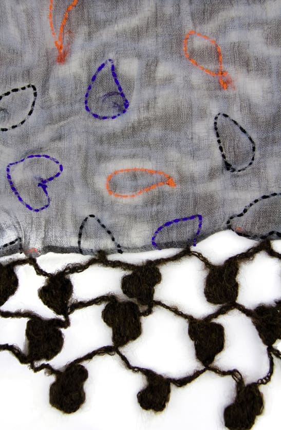 Saachi Mix Print Fringe Scarf In Grey