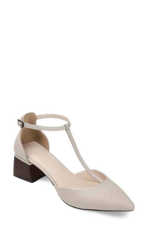 Cameela T-Strap Pointed Toe Pump in Bone Leather