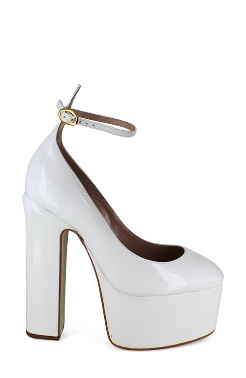 Zigi Nikole Ankle Strap Platform Pump In White Patent